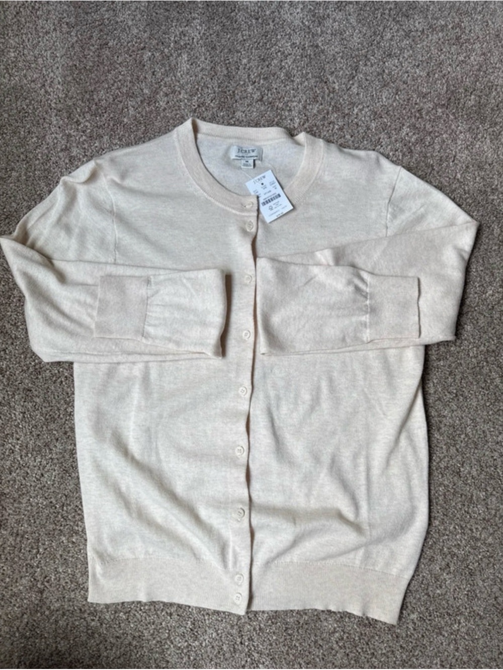 J Crew Crewneck Button-Front Women's Sweater Cardigan - Cream - Picture 1 of 3